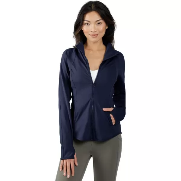 Yogalicious Womens Ultra Soft Lightweight Full Zip Yoga Jacket with PocketsDark Navy Lux