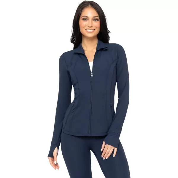 Yogalicious Womens Ultra Soft Lightweight Full Zip Yoga Jacket with PocketsDark Navy Nude Tech