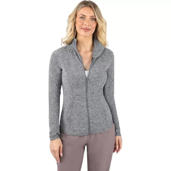 Yogalicious Womens Ultra Soft Lightweight Full Zip Yoga Jacket with PocketsHeather Grey