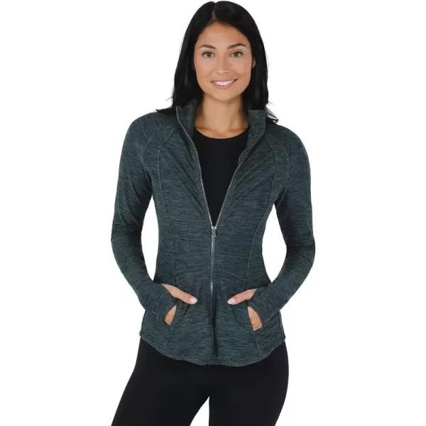 Yogalicious Womens Ultra Soft Lightweight Full Zip Yoga Jacket with PocketsHeather Sage