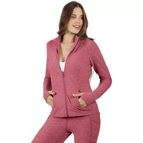 Yogalicious Womens Ultra Soft Lightweight Full Zip Yoga Jacket with PocketsHeather Slate Rose