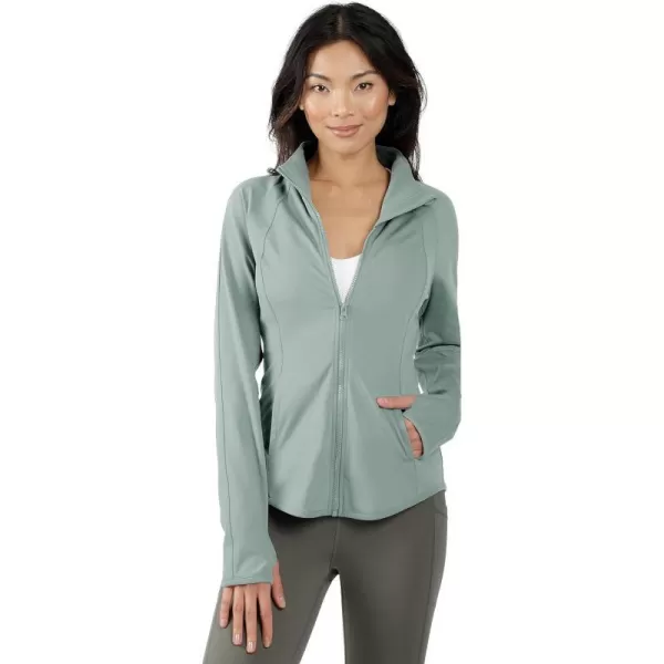 Yogalicious Womens Ultra Soft Lightweight Full Zip Yoga Jacket with PocketsLily Pad Lux