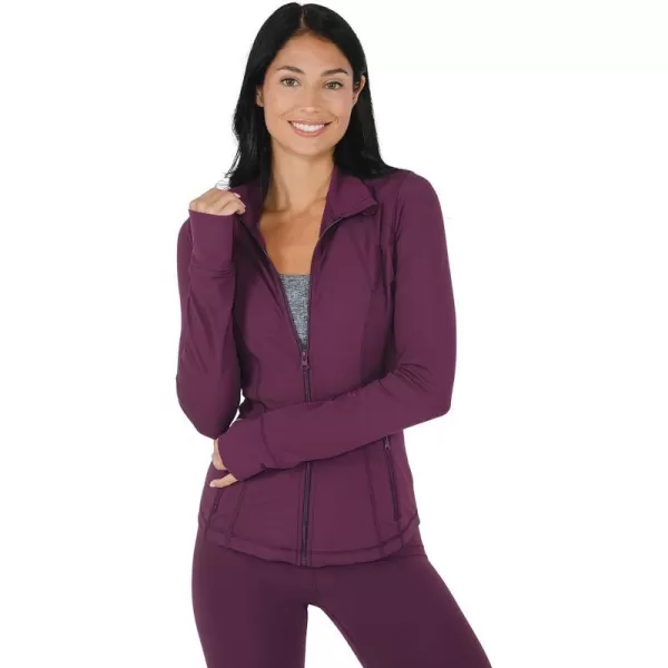 Yogalicious Womens Ultra Soft Lightweight Full Zip Yoga Jacket with PocketsMauve Wine Nude Tech