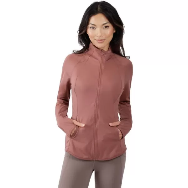 Yogalicious Womens Ultra Soft Lightweight Full Zip Yoga Jacket with PocketsPink Clay