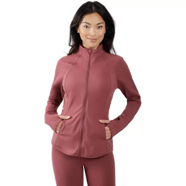 Yogalicious Womens Ultra Soft Lightweight Full Zip Yoga Jacket with PocketsRouge Blush Lux