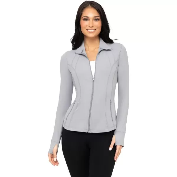 Yogalicious Womens Ultra Soft Lightweight Full Zip Yoga Jacket with PocketsSleet Nude Tech