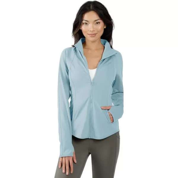 Yogalicious Womens Ultra Soft Lightweight Full Zip Yoga Jacket with PocketsSmoke Blue Lux