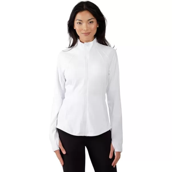 Yogalicious Womens Ultra Soft Lightweight Full Zip Yoga Jacket with PocketsWhite Lux