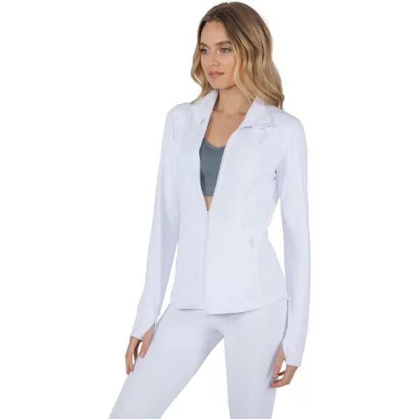 Yogalicious Womens Ultra Soft Lightweight Full Zip Yoga Jacket with PocketsWhite Nude Tech