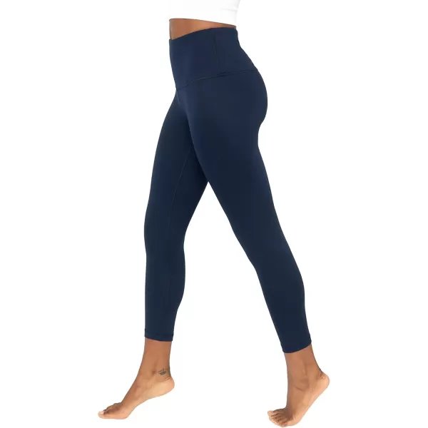 Yogalicious High Waist Ultra Soft Lightweight Capris  High Rise Yoga PantsDark Navy Lux