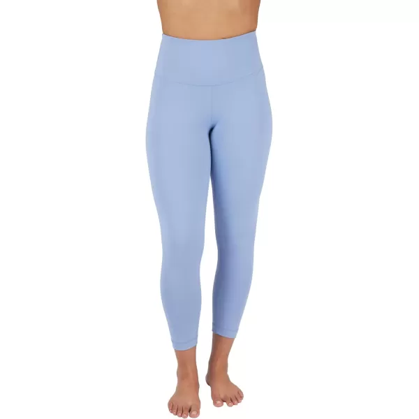 Yogalicious High Waist Ultra Soft Lightweight Capris  High Rise Yoga PantsForever Blue Nude Tech
