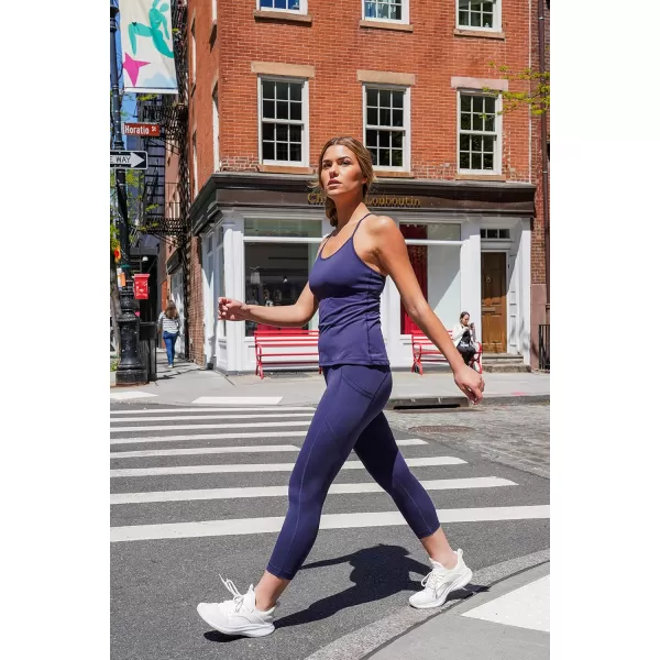 Yogalicious High Waist Ultra Soft Lightweight Capris  High Rise Yoga PantsForever Blue Nude Tech