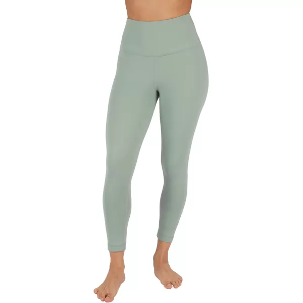 Yogalicious High Waist Ultra Soft Lightweight Capris  High Rise Yoga PantsGreen Milieu Nude Tech