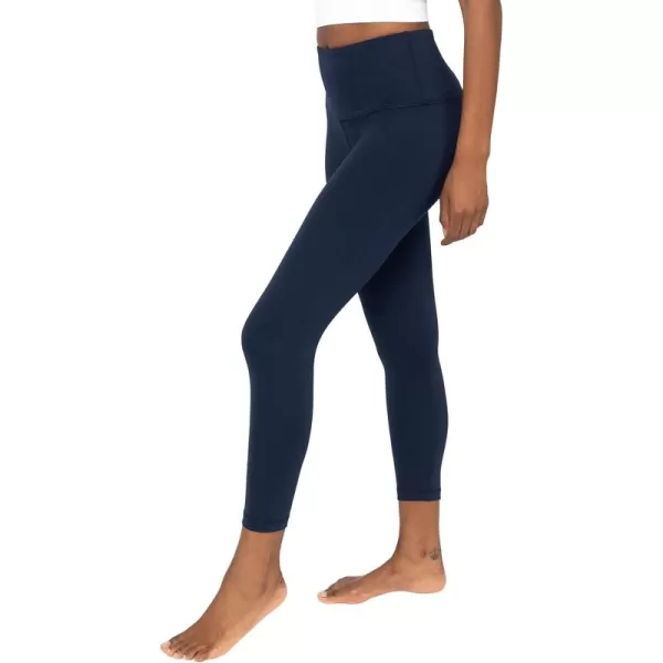 Yogalicious High Waist Ultra Soft Lightweight Capris  High Rise Yoga PantsDark Navy Lux