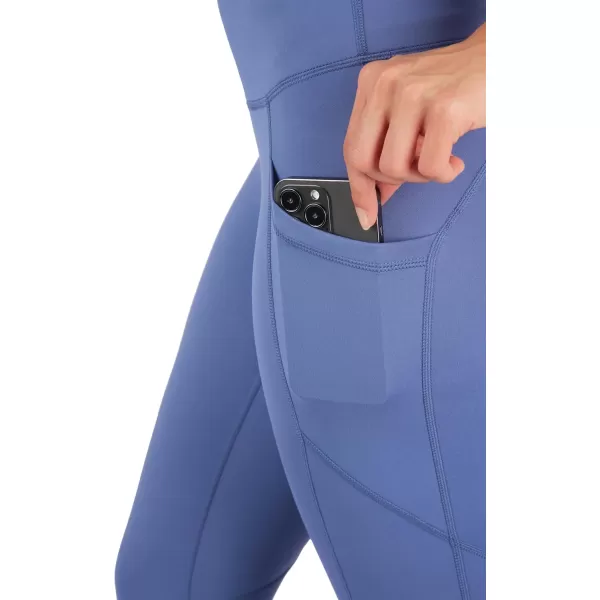 Yogalicious High Waist Squat Proof Yoga Capri Leggings with Side Pockets for WomenGray Blue Lux With Pocket