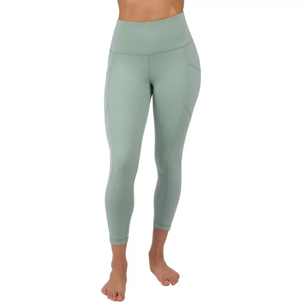 Yogalicious High Waist Squat Proof Yoga Capri Leggings with Side Pockets for WomenGreen Milieu Lux With Pocket