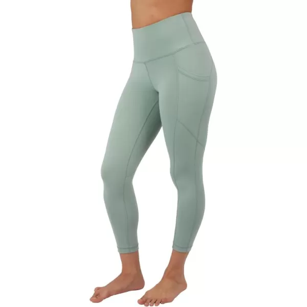 Yogalicious High Waist Squat Proof Yoga Capri Leggings with Side Pockets for WomenGreen Milieu Lux With Pocket