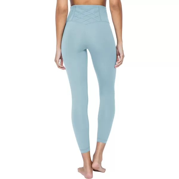 imageYogalicious High Waist Squat Proof Criss Cross VBack Ankle Length LeggingsSmoke Blue