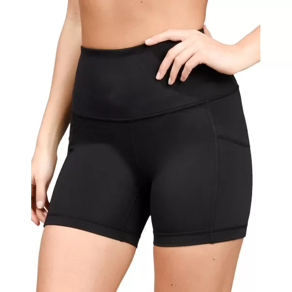 imageYogalicious High Waist Squat Proof Side Pocket Biker Shorts  35quot 5quot 7quot 9quotBlack 5