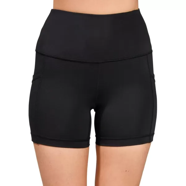 imageYogalicious High Waist Squat Proof Side Pocket Biker Shorts  35quot 5quot 7quot 9quotBlack 5