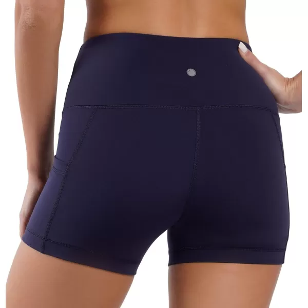 imageYogalicious High Waist Squat Proof Side Pocket Biker Shorts  35quot 5quot 7quot 9quotDark Navy 35