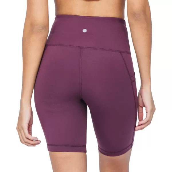 imageYogalicious High Waist Squat Proof Side Pocket Biker Shorts  35quot 5quot 7quot 9quotMauve Wine 9