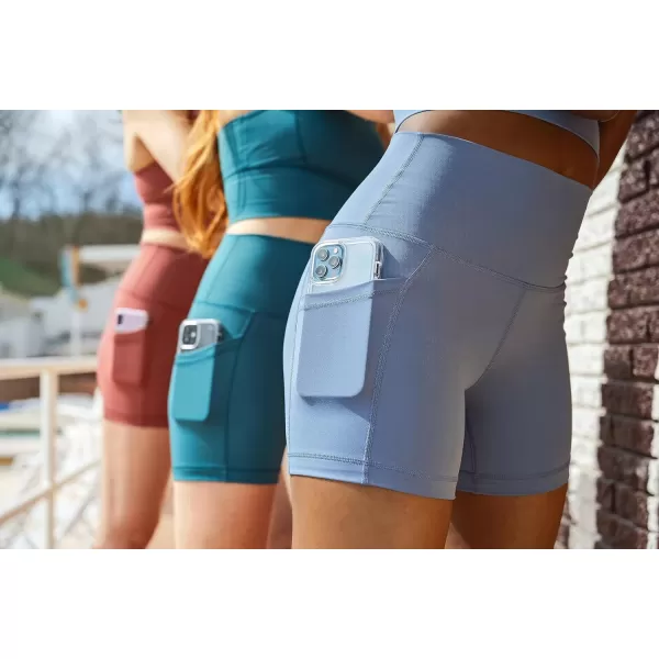 imageYogalicious High Waist Squat Proof Side Pocket Biker Shorts  35quot 5quot 7quot 9quotMint Leaf 9