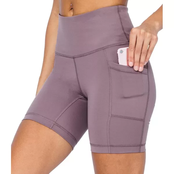 imageYogalicious High Waist Squat Proof Side Pocket Biker Shorts  35quot 5quot 7quot 9quotMocha 7