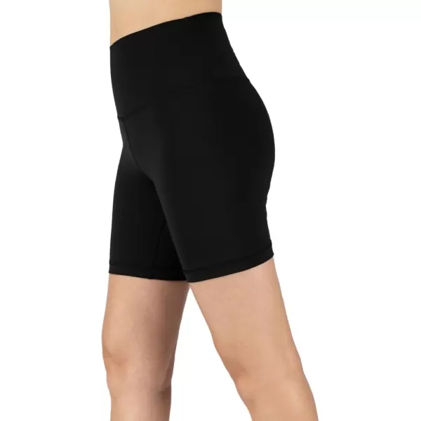 imageYogalicious Lux High Waist Squat Proof Biker Short  2 Pack 5quot 7quotBlackBlack 5 Elastic Free