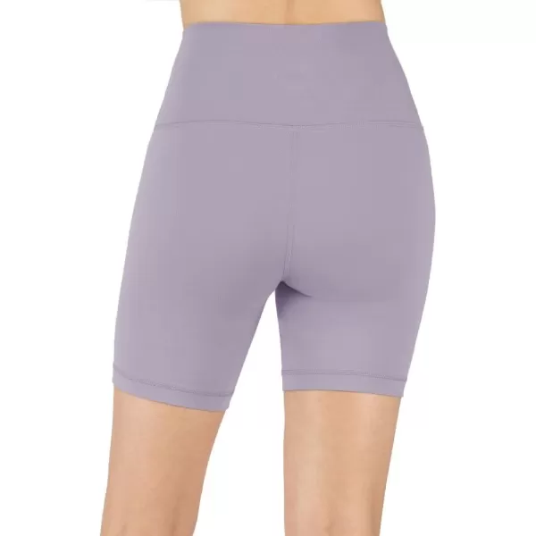 imageYogalicious Lux High Waist Squat Proof Biker Short  2 Pack 5quot 7quotLavender GrayBlack 7 Elastic Free