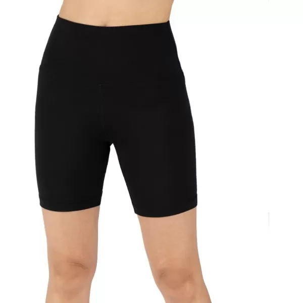 imageYogalicious Lux High Waist Squat Proof Biker Short  2 Pack 5quot 7quotLily PadBlack 7 Elastic Free