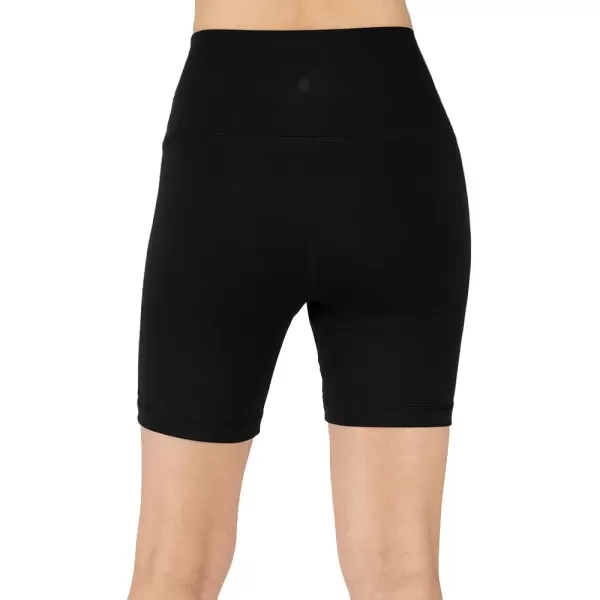 imageYogalicious Lux High Waist Squat Proof Biker Short  2 Pack 5quot 7quotLily PadBlack 7 Elastic Free