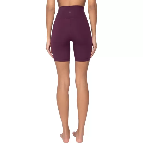 imageYogalicious Lux High Waist Squat Proof Biker Short  2 Pack 5quot 7quotMauve WineBlack 7 Elastic Free