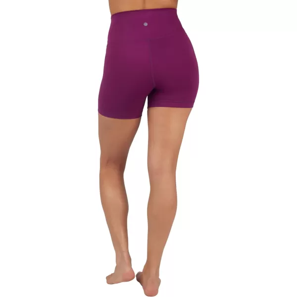 imageYogalicious Lux High Waist Squat Proof Biker Short  2 Pack 5quot 7quotPlum CaspiaBlack 5 Elastic Free