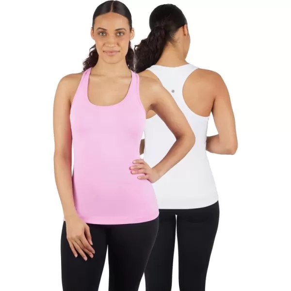 imageYogalicious 2 Pack Ultra Soft Lightweight Racerback Tank TopBonbonWhite