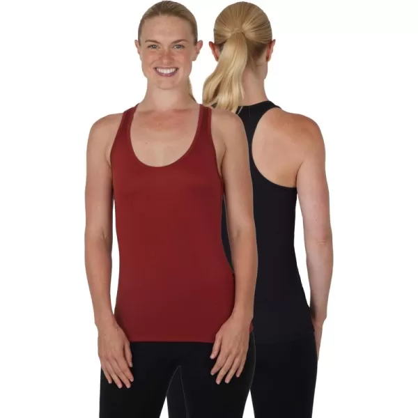 imageYogalicious 2 Pack Ultra Soft Lightweight Racerback Tank TopBurnt AmberBlack