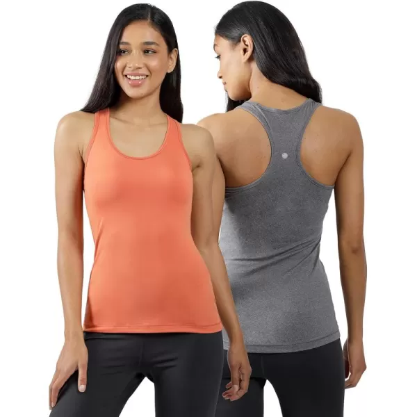 imageYogalicious 2 Pack Ultra Soft Lightweight Racerback Tank TopCopper IronHtr Charcoal
