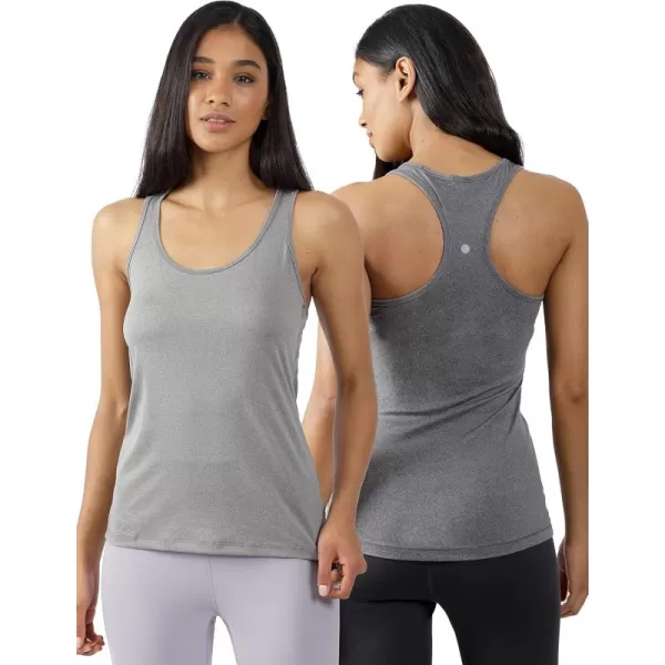 imageYogalicious 2 Pack Ultra Soft Lightweight Racerback Tank TopHtr GreyHtr Charcoal