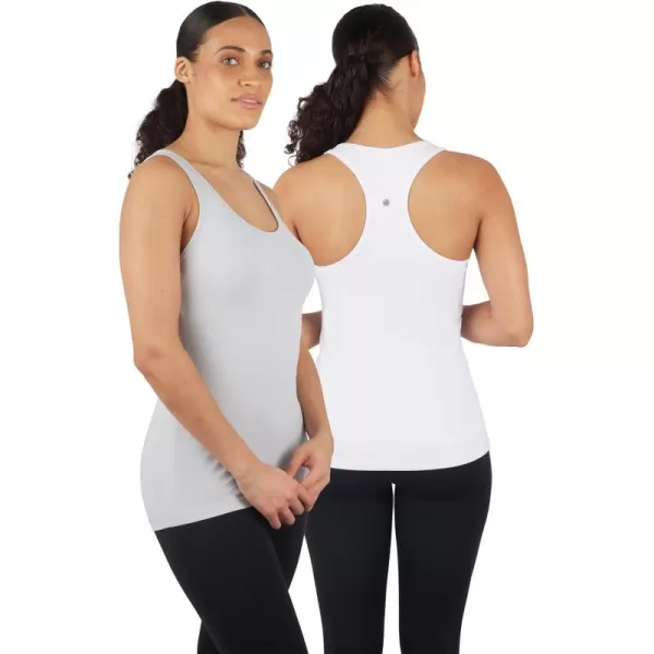 imageYogalicious 2 Pack Ultra Soft Lightweight Racerback Tank TopMicro ChipWhite