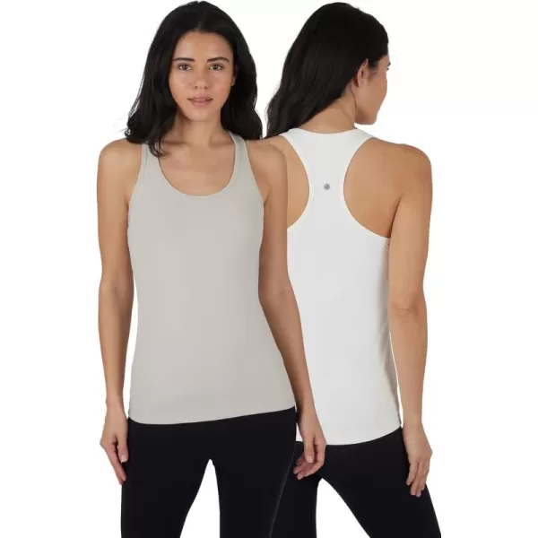 imageYogalicious 2 Pack Ultra Soft Lightweight Racerback Tank TopNacreous CloudGardenia