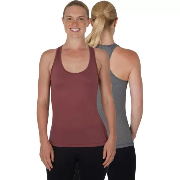 imageYogalicious 2 Pack Ultra Soft Lightweight Racerback Tank TopRose ValetHeather Charcoal