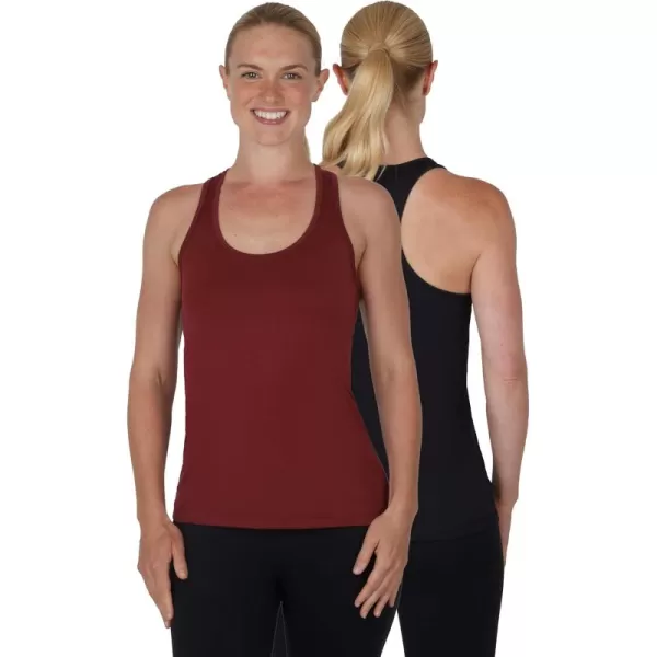imageYogalicious 2 Pack Ultra Soft Lightweight Racerback Tank TopRusset BrownBlack