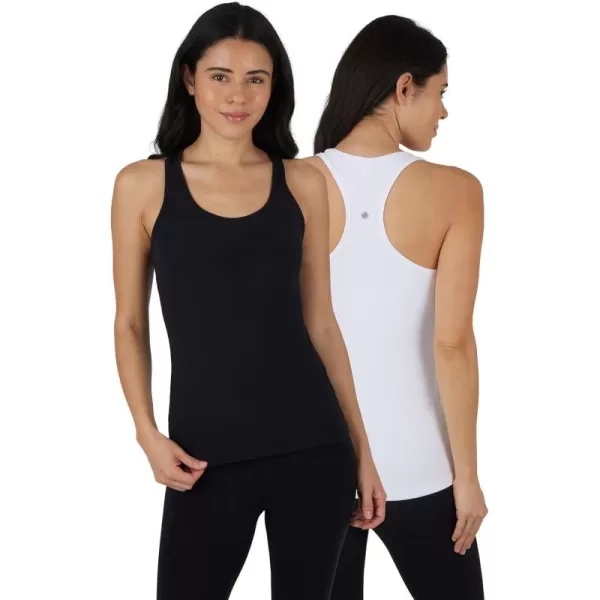 imageYogalicious 2 Pack Ultra Soft Lightweight Racerback Tank TopWhiteBlack