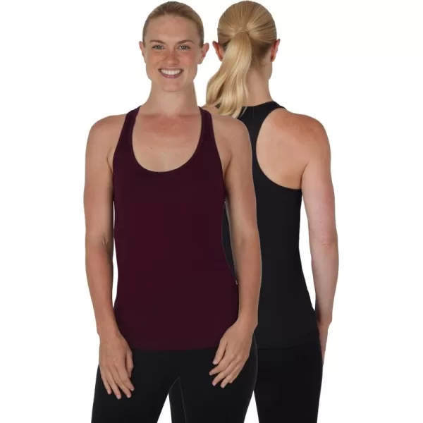 imageYogalicious 2 Pack Ultra Soft Lightweight Racerback Tank TopWinetastingBlack