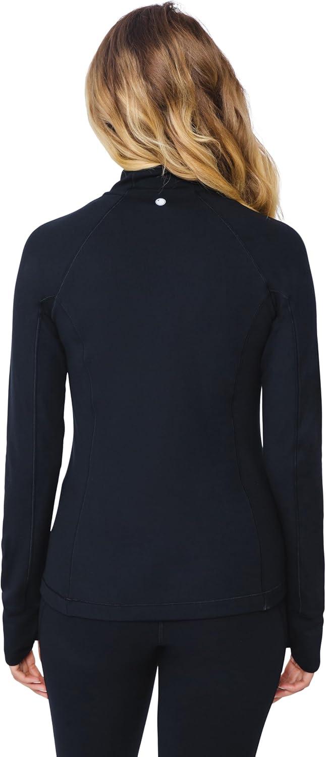 imageYogalicious Nude Tech Half Zip Long Sleeve Jacket with Front PocketsClassic Black