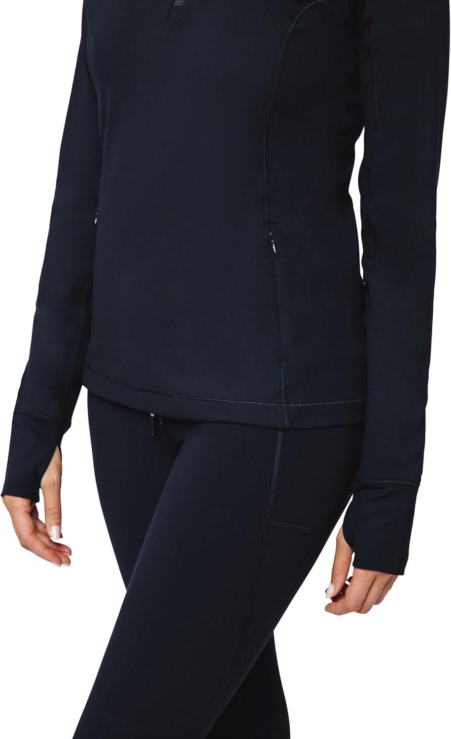 imageYogalicious Nude Tech Half Zip Long Sleeve Jacket with Front PocketsClassic Black