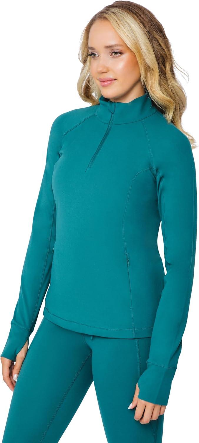 imageYogalicious Nude Tech Half Zip Long Sleeve Jacket with Front PocketsPacific