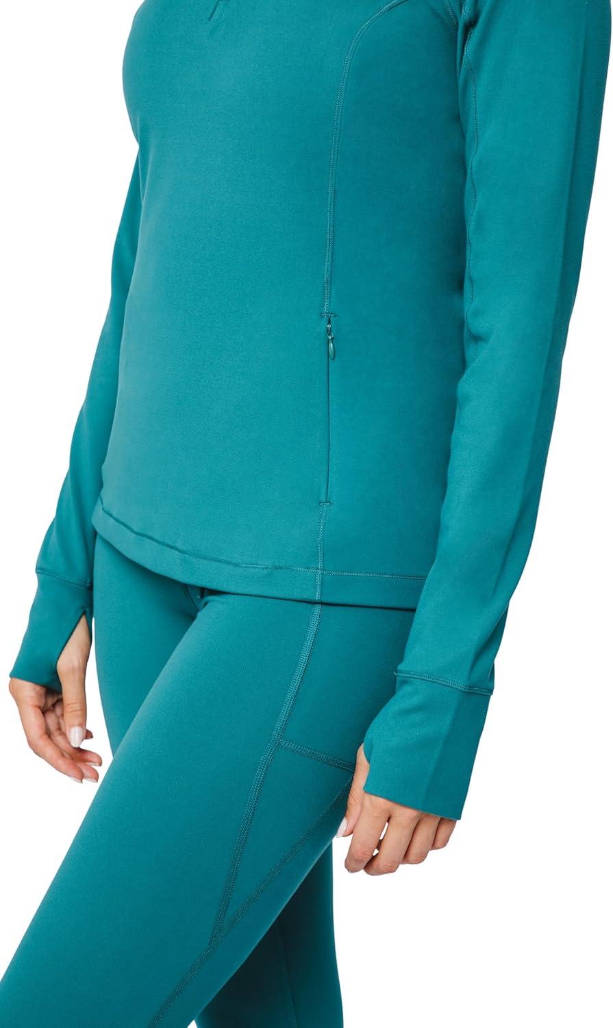imageYogalicious Nude Tech Half Zip Long Sleeve Jacket with Front PocketsPacific