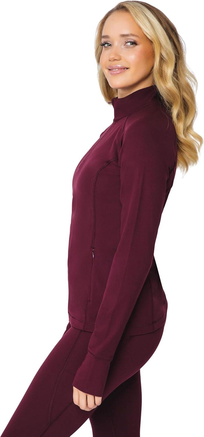 imageYogalicious Nude Tech Half Zip Long Sleeve Jacket with Front PocketsWindsor Wine