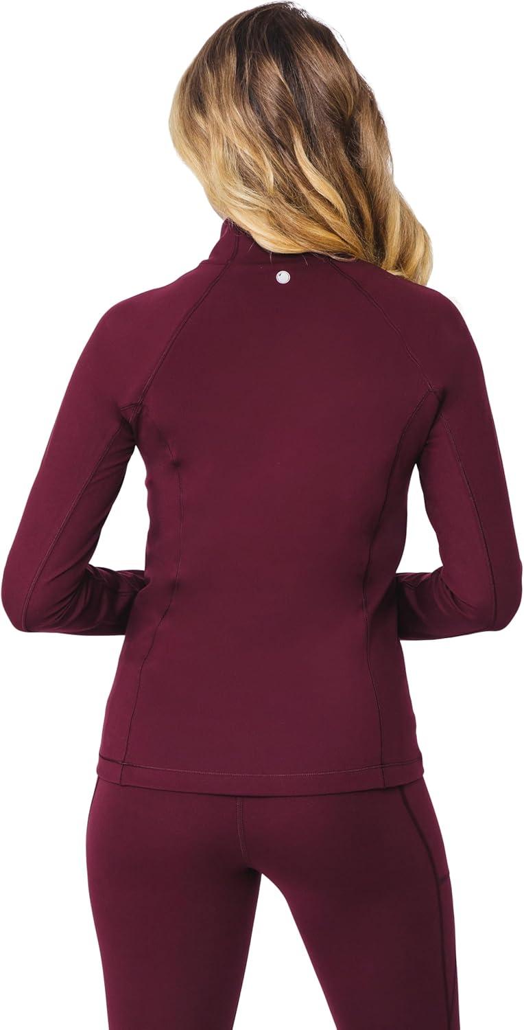 imageYogalicious Nude Tech Half Zip Long Sleeve Jacket with Front PocketsWindsor Wine